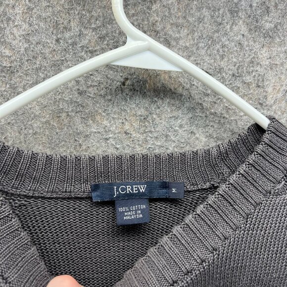 J Crew Sweater Men Medium Gray Pullover Crewneck Casual Fleece Cotton Knitted - Picture 8 of 11